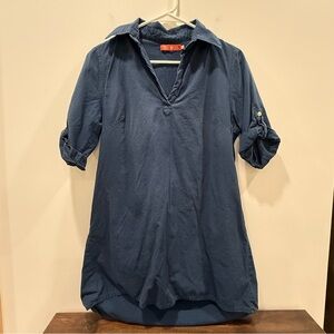 ✅ Sea Lily small Navy Blue Shirt dress shift coverup lightweight tunic top vneck
